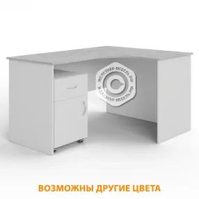 стол рабочий угловой с тумбой подкатной су-1 правый (корпус лдсп белый, столеш. лдсп дуб канадский)