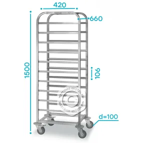 тележка-шпилька тшпп - 660х420х1500 «profi ral» (12 уровней противней 600х400)