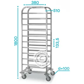 тележка-шпилька тшпп - 510х380х1800 «profi ral» (12 уровней подносов 400-450х360)