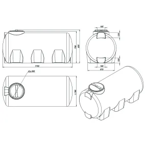 ёмкость h 750 л синяя цилиндрическая горизонтальная
